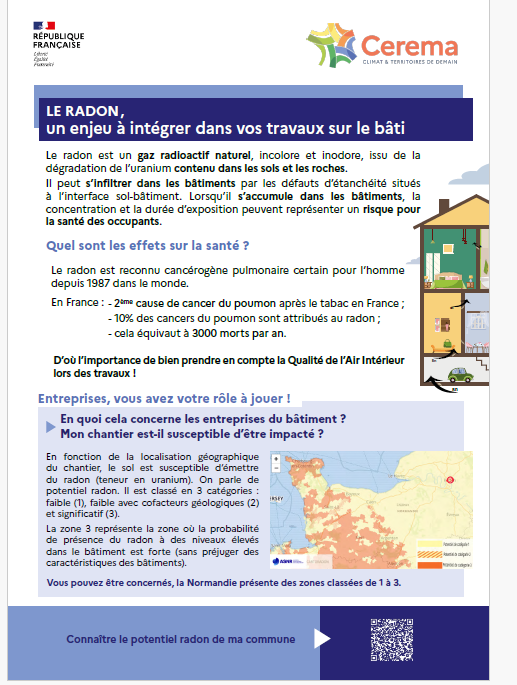 Page plaquette : LE RADON, un enjeu à intégrer dans vos travaux sur le bâti